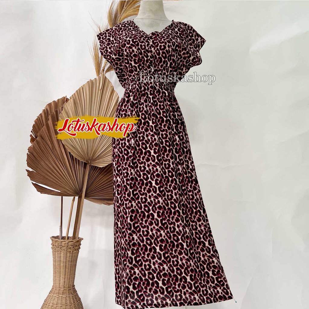 Dress Manohara Bali Panjang Molusca-Leopard maron