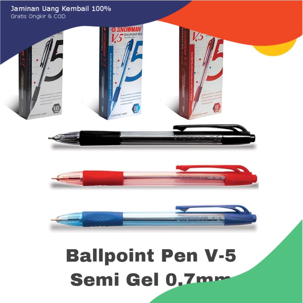 

Bolpen Snowman V-5 (Hitam Biru Merah|0.7mm)/Ballpoint/Bolpoint/Pena/Ballpen/Pulpen V5
