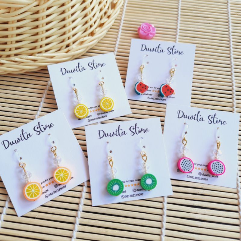 HANDMADE ANTING ANAK KAITAN PLASTIK MOTIF FRUITY (Clay)