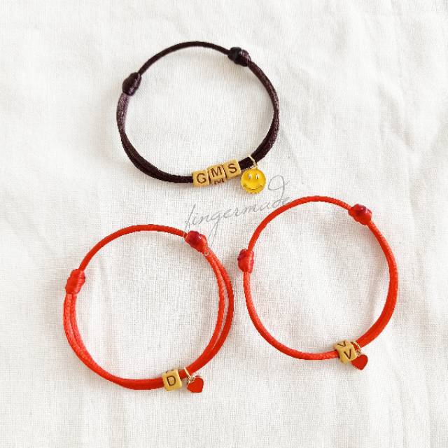 Fingermade Gelang Inisial Huruf Coklat