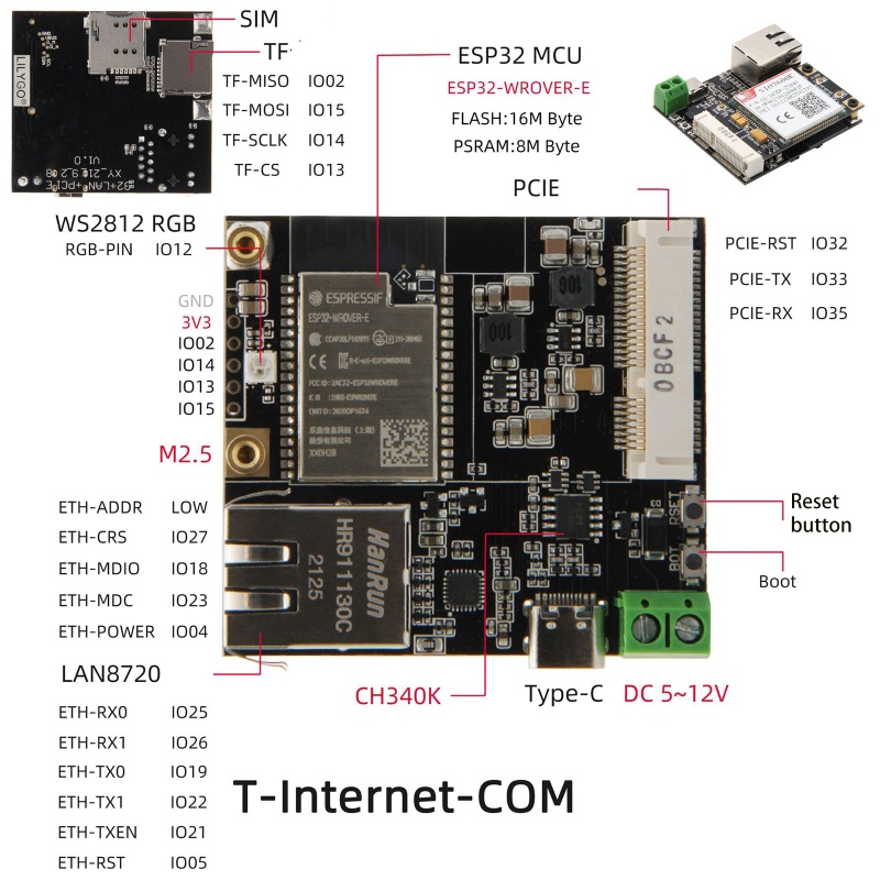 Btsg Modul IOT Wifi Bluetooth-compatible Programmer T-PCIE Board