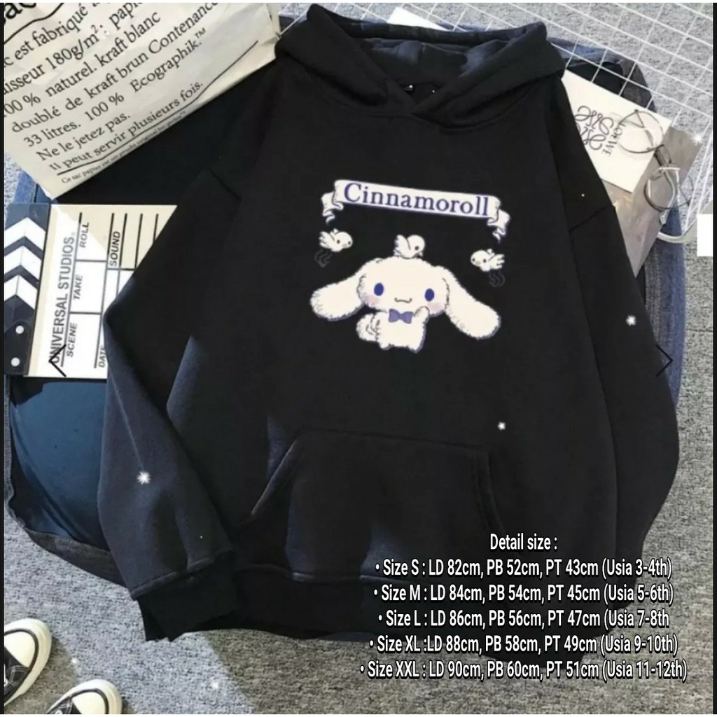 Sweater Hoodie Anak Perempuan Usia 3-4thn 5-6thn 7-8thn 9-10thn -11-12 thn Cinnamorol dan lucky bear