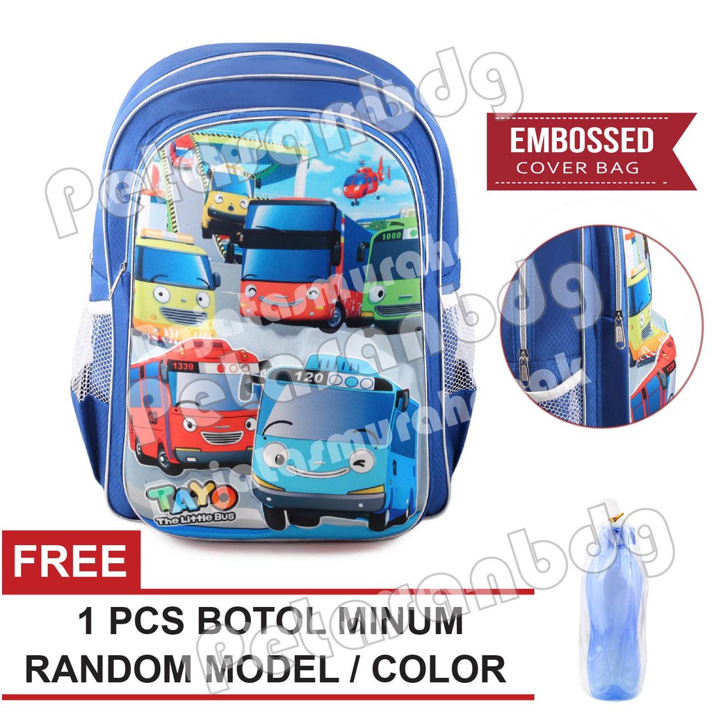 PTS - Ransel Sekolah Anak Cowo / Laki Laki Karakter - BIG EMBOSS + FREE Botol Minum PTS