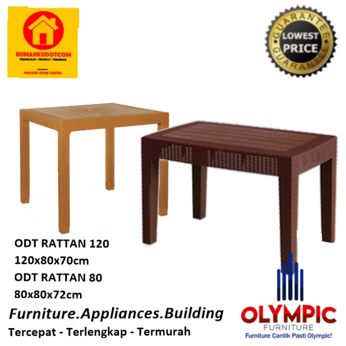 Meja Makan Plastik - Meja Makan Teras - ODT Rattan - Olymplast