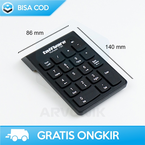 KEYPAD NUMERIC TANPA KABEL TAFFWARE 2.4 GHZ USB DONGLE 5V DC SENSOR