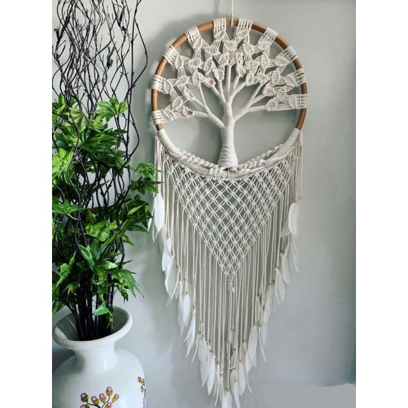 wall decor hiasan dinding bulat dream catcher macrame dekorasi rumah