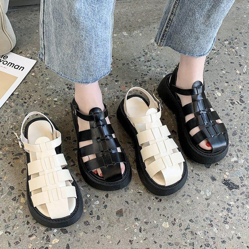 Sepatu Sandal Slip On Wanita Cantik Viral Nyaman Dipakai Original Import Sandal Slop Cewek Bertali Wedges Kekinian Pelajar Hangout Trendy