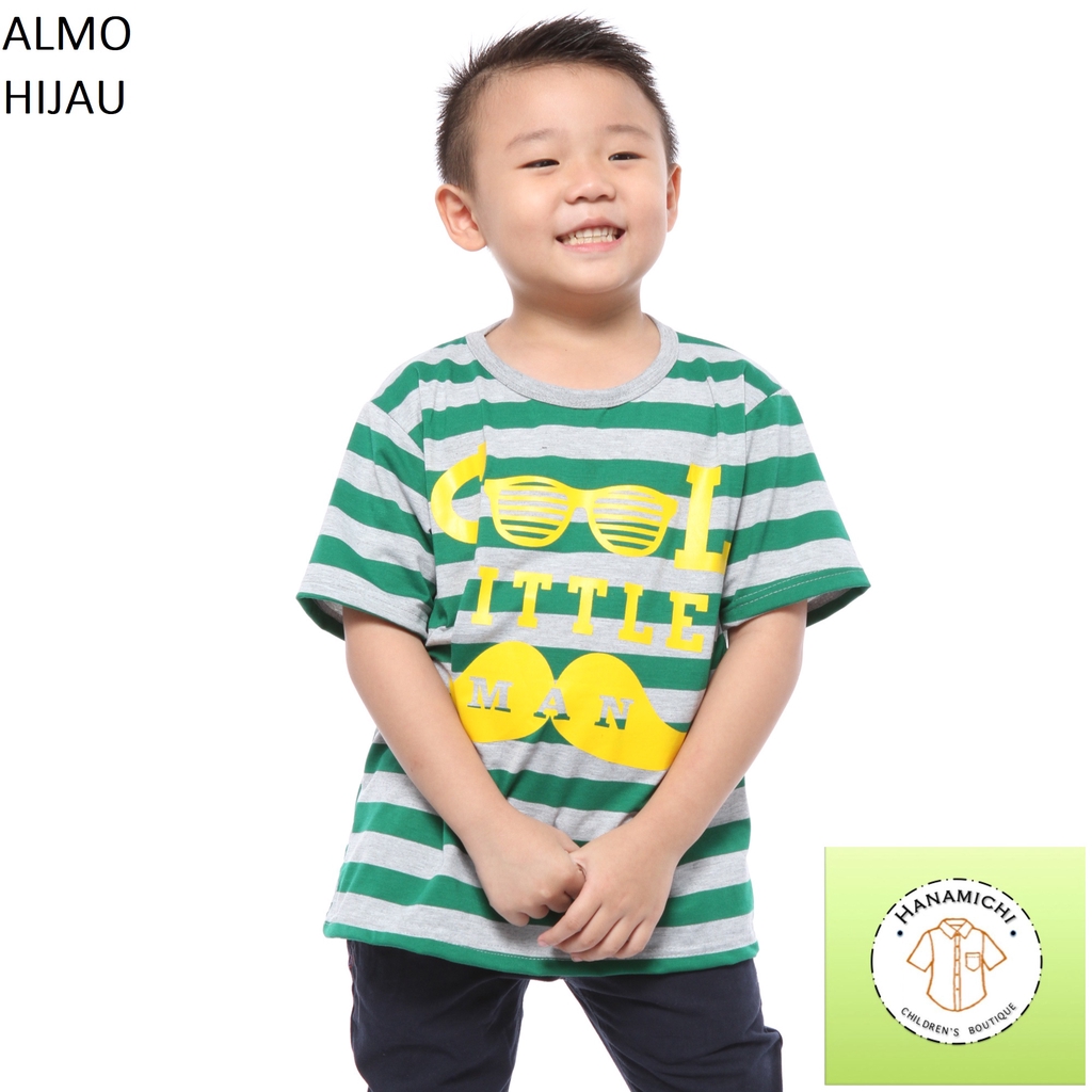 Hanamichi ALMO Kaos Sablon Anak Lengan Pendek Salur Bergambar