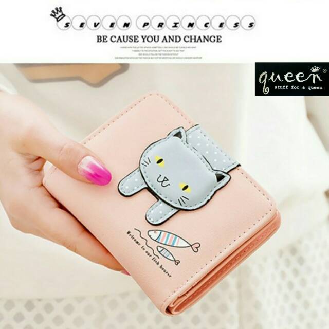 Dompet walet kucing mkn ikan / dompet murah / fashion wanita