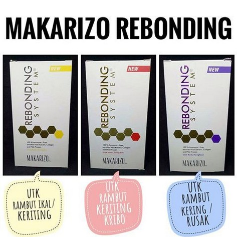 ⭐BAGUS⭐ MAKARIZO REBONDING SYSTEM 2 x 120ml  Hair Straightening Kit Free Advisor Vitamax 8ml