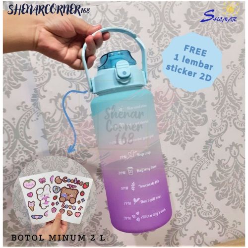 SHENAR BOTOL MINUM MOTIVASI 2 LITER (FREE STIKER) / BOTOL MINUM VIRAL / BOTOL MINUM ANAK, SHENARCORNER168