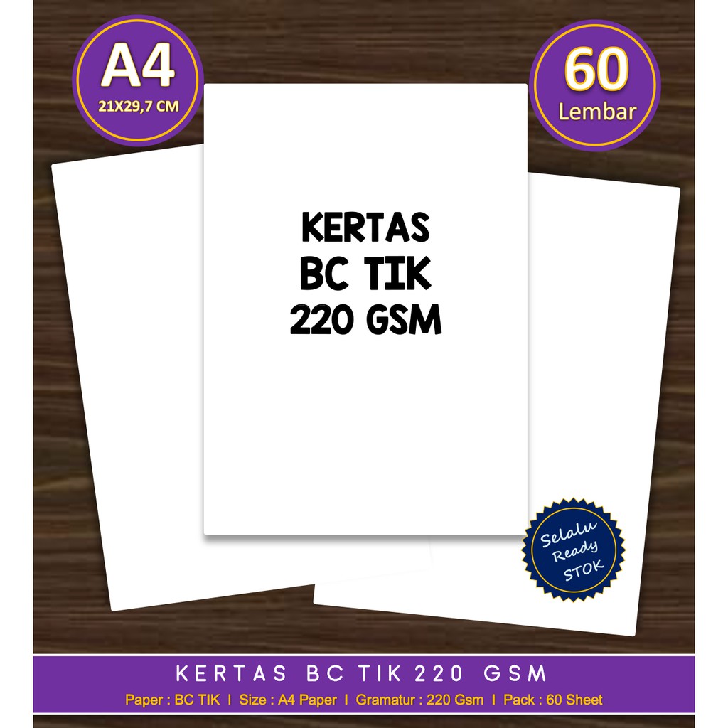 

Kertas BC TIK / Karton Manila uk. A4 1 pak isi 60 lembar 220 gsm