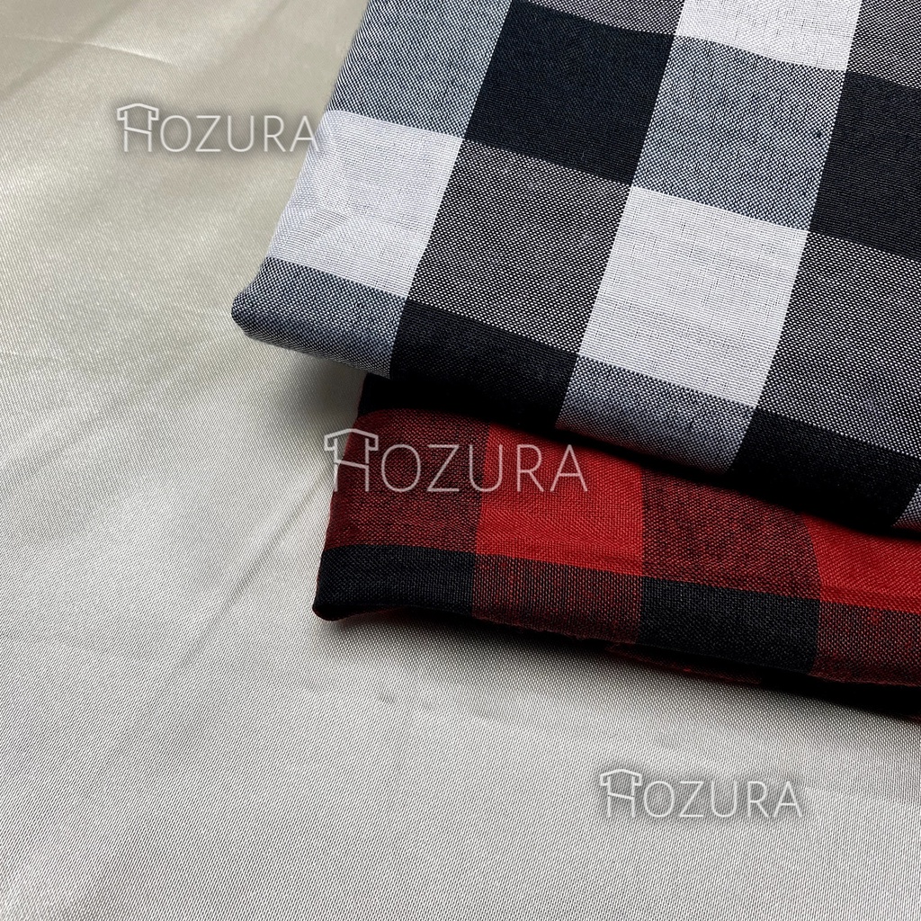 HOZURA - Kemeja Wanita Caren - Kemeja Kotak Lengan Panjang Kualitas Premium Bahan Tebal OVERSIZE