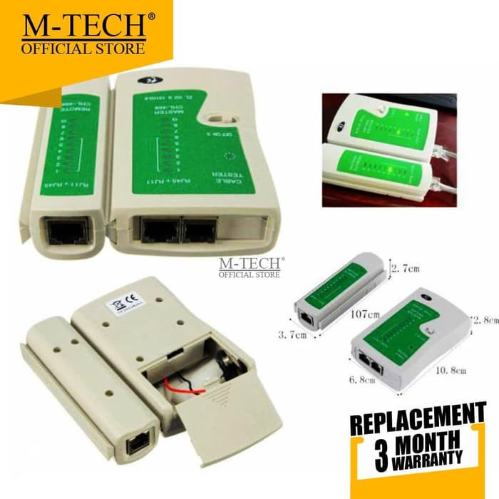 M-Tech Original LAN Tester RJ45 RJ11 Alat Tes Kabel Network