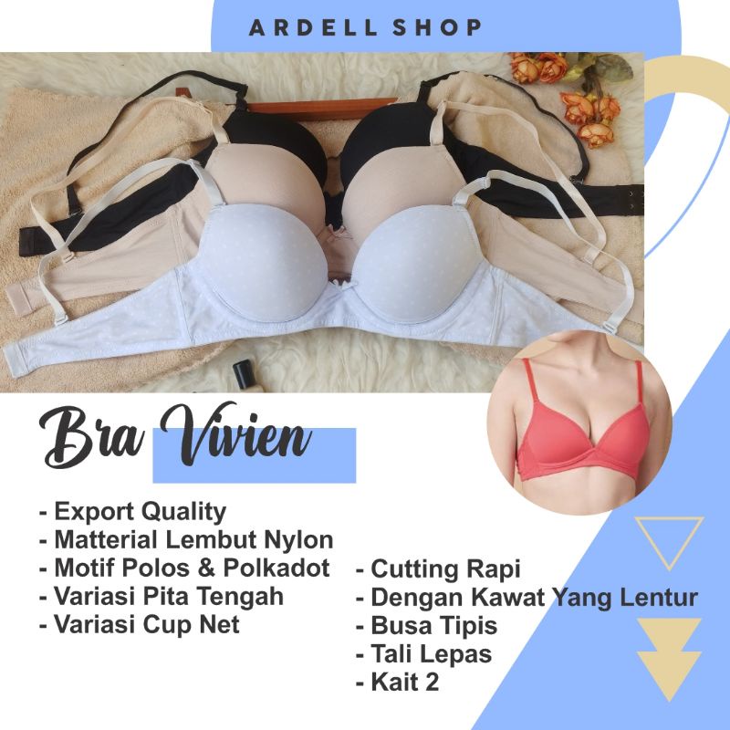 Bra Kawat Lentur Vivien . Busa Tipis Nyaman Sehari-hari - Bra Premium 34A 34B 38B - CN