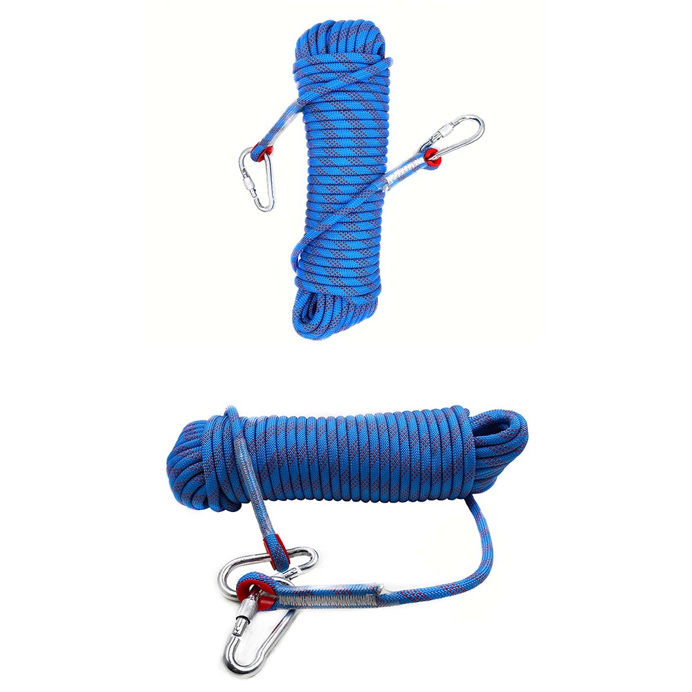 Tali Paracord Panjang Tebing Climbing Rope 10mm 10M/20M with Steel Buckle - Blue
