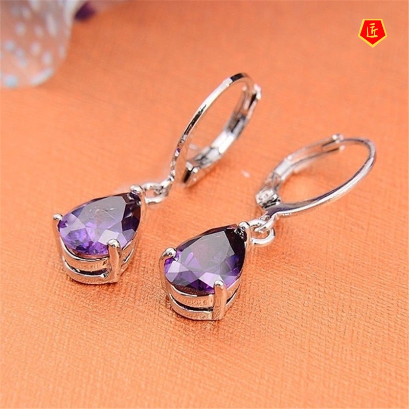 [Ready Stock]Fashion Pink Diamond Stud Earrings for Women