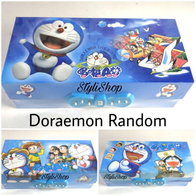 Kotak Pensil Kode / Sandi 3 Tingkat SQW095, Tempat Alat Tulis dengan Kode-Doraemon Random