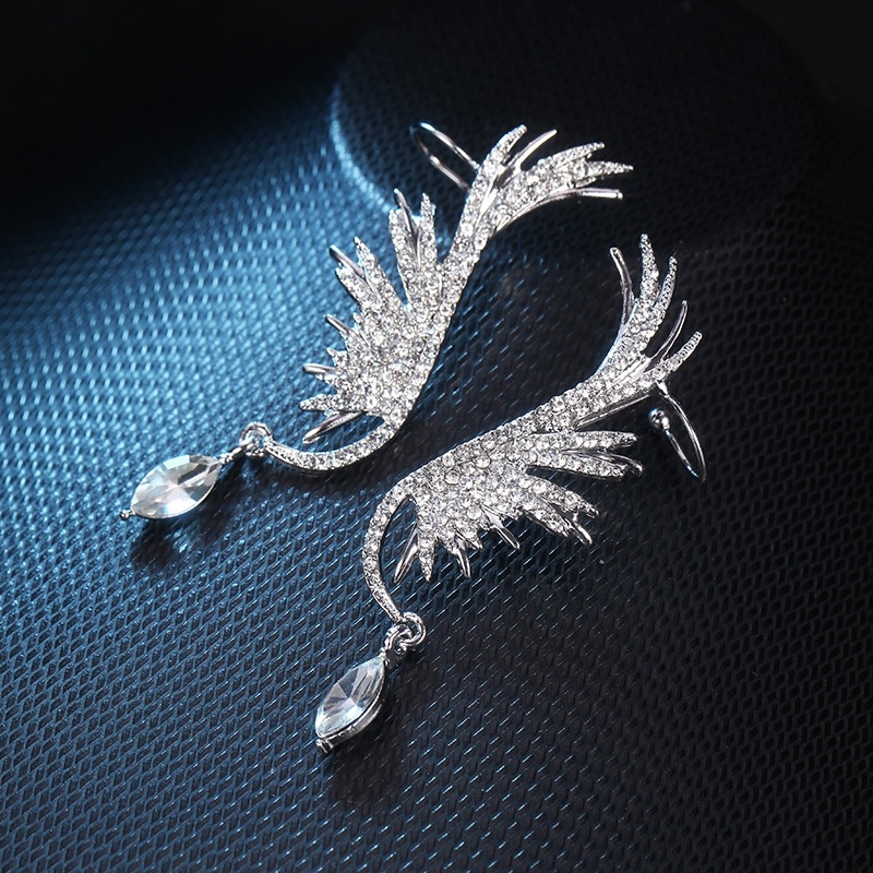 Anting Kait 925 Silver Needle Desain Sayap Malaikat Gaya Antik Untuk Wanita