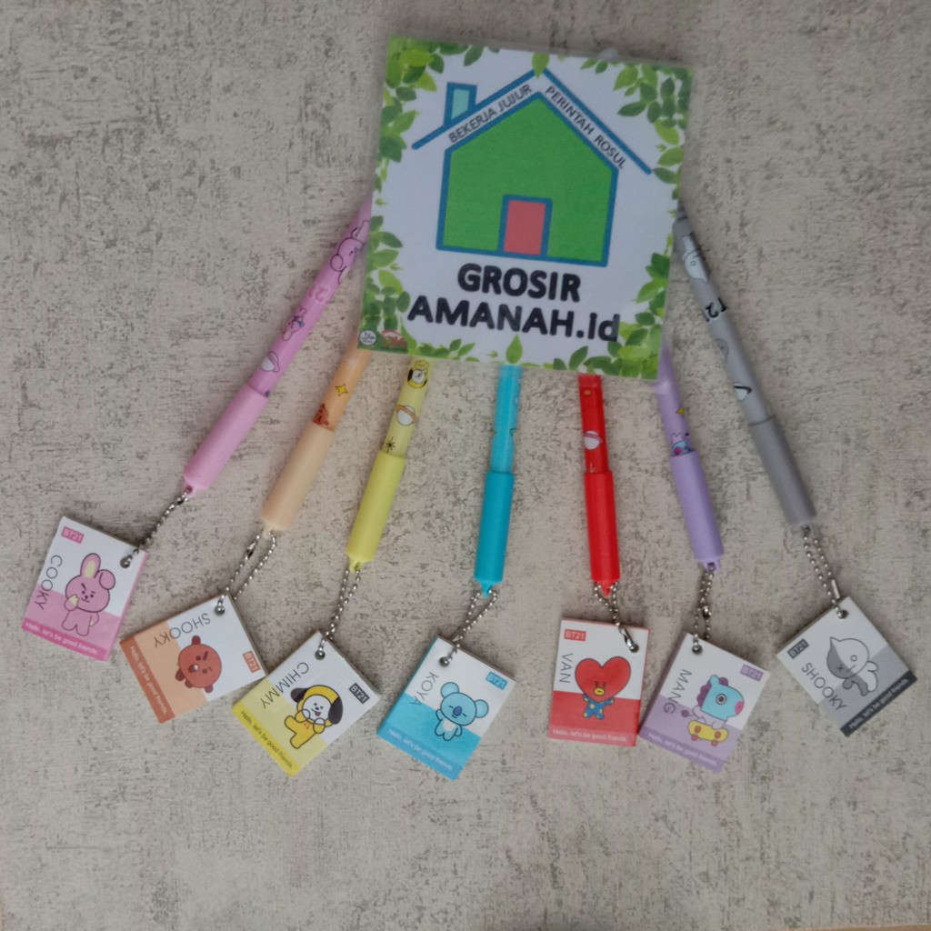 

grosiramanah - [TERMURAH] bolpen BTS KPOP (BUKU) Pulpen lucu Karakter Kartun Bangtan Boys BT21 BTS