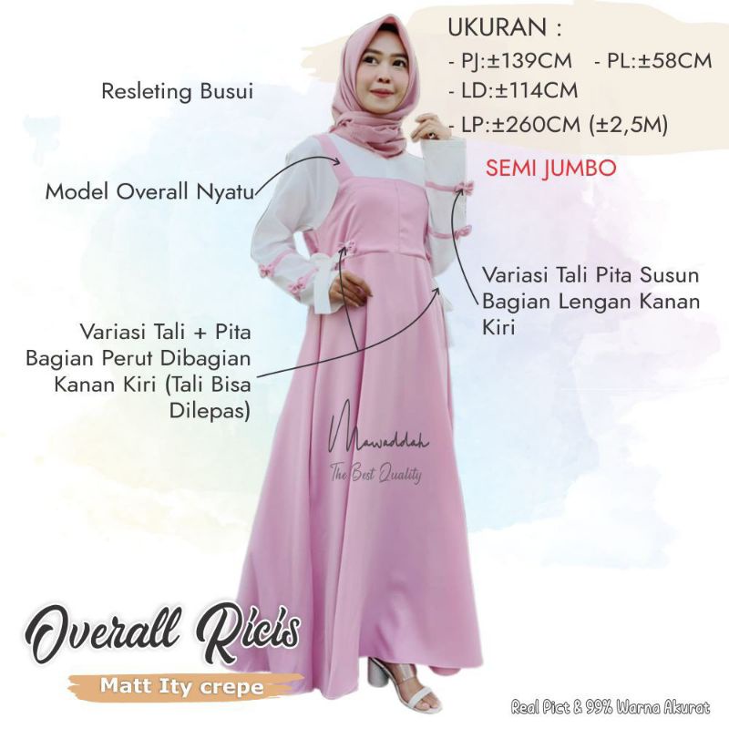 [ PRELOVED ] GAMIS OVERALL RICIS BAHAN ITY CREPE WARNA LEMON