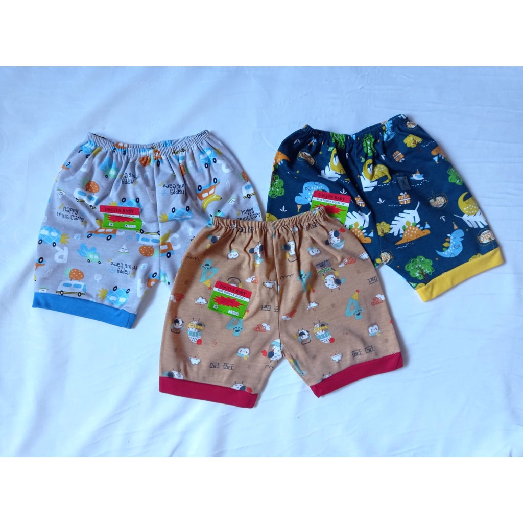 USCITA BABY | CELANA PENDEK ISI 3 PCS ANAK BABY BAYI KIDS KATUN UKURAN XL