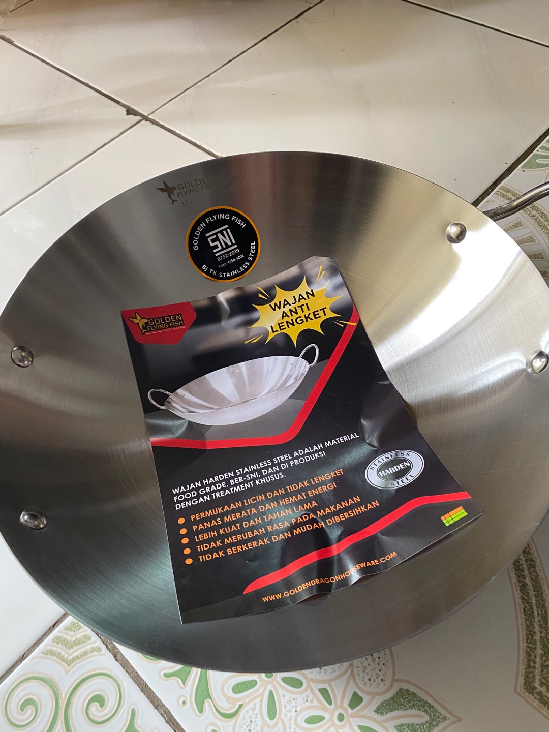 Wajan Penggorengan Golden Flying Fish Harden Stainless Steel