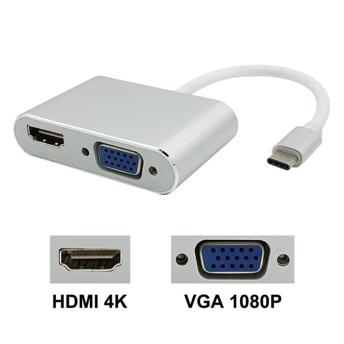 USB TYPE C To HDMI &amp; VGA Adapter 2IN1