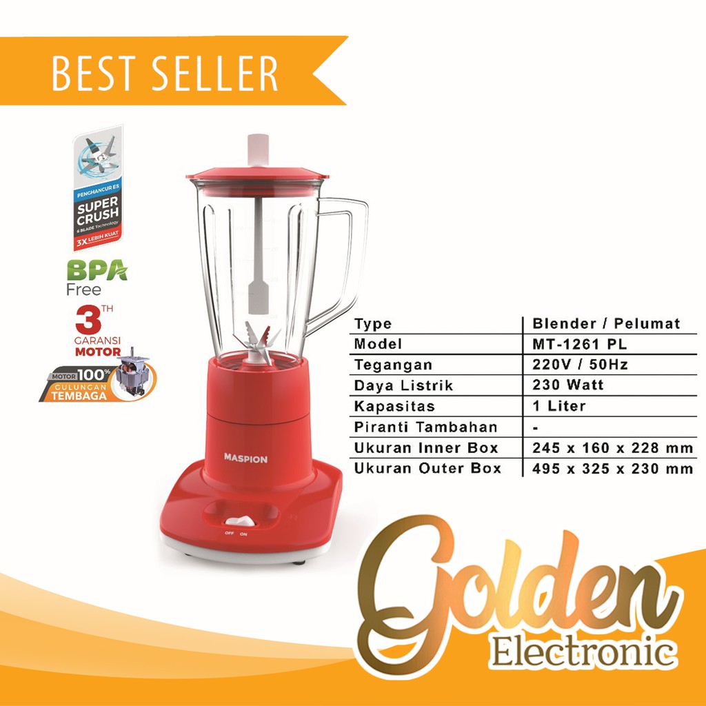 Maspion MT 1261PL 1L Blender Plastik Murah Surabaya MT 1261 PL