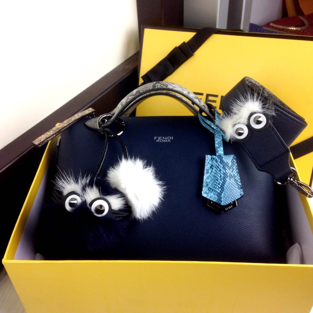 Ready Stock New Arrival FENDI By The Way Boston Elaphe Trimmed ColourBlock Leather Bag SS18