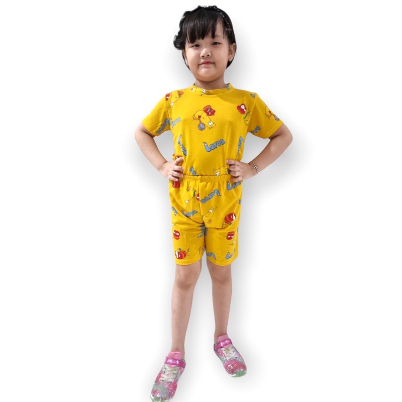 3037 SETELAN ANAK PEREMPUAN MOTIF LARVA TERBARU 1-8 TAHUN NENDES-4