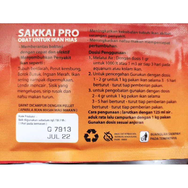 Obat ikan anti jamur bakteri SAKKAI PRO ANTI DROPSI 5GR