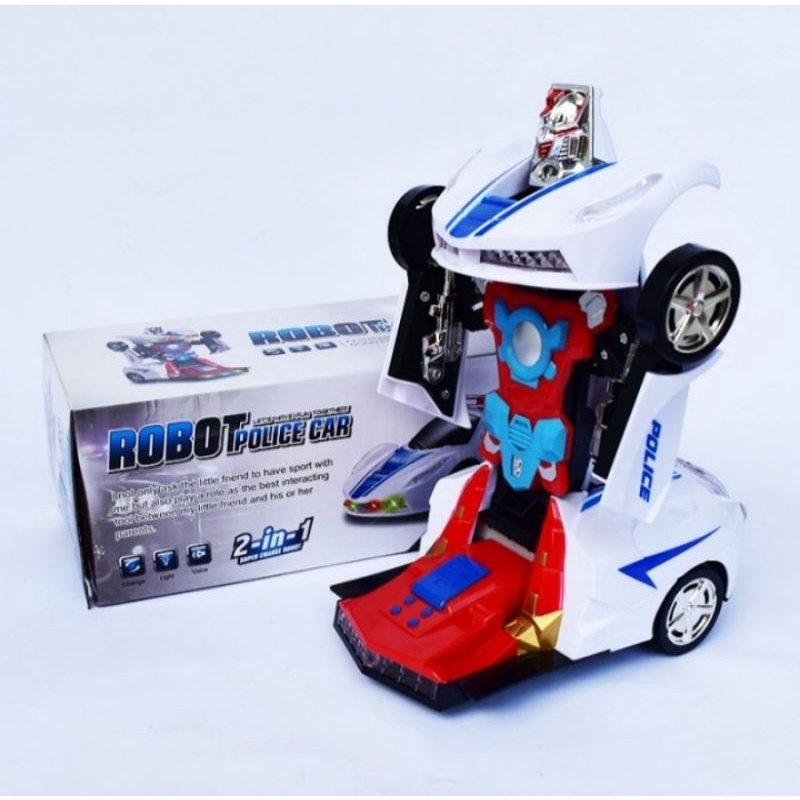mobilan robot transformer / mainan anak police car mobil robot