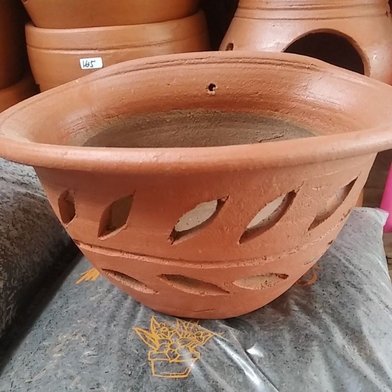 Pot gerabah anggrek tempel( wajib + packing kayu di etalase)