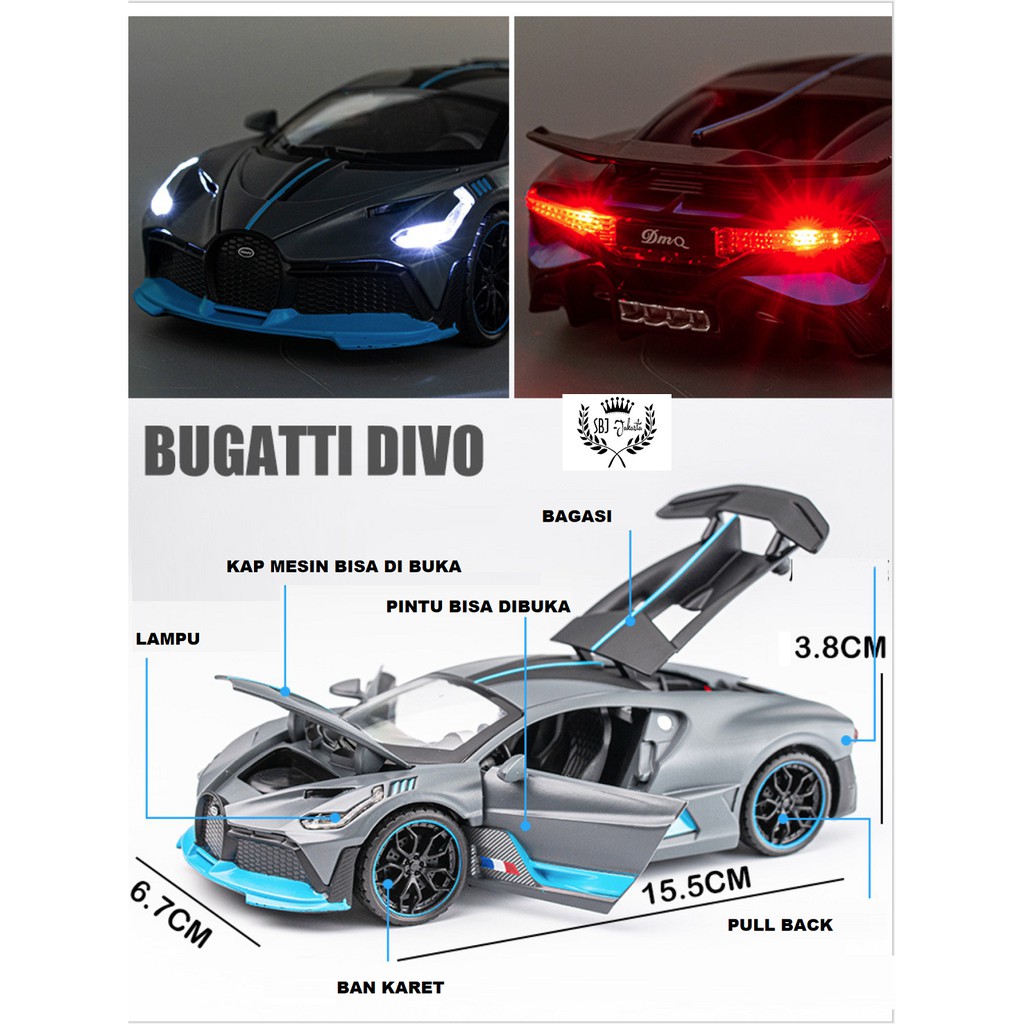 Diecast Miniatur Mobil BUGATTI DIVO Metal Collection Series skala 1:32