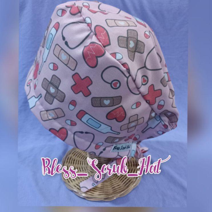 (PROMO TMP82) Topi Bedah / Nurse Cap/ Sugical cap/ Topi Motif/dokter/ kedokteran/ stetoscope ⋆