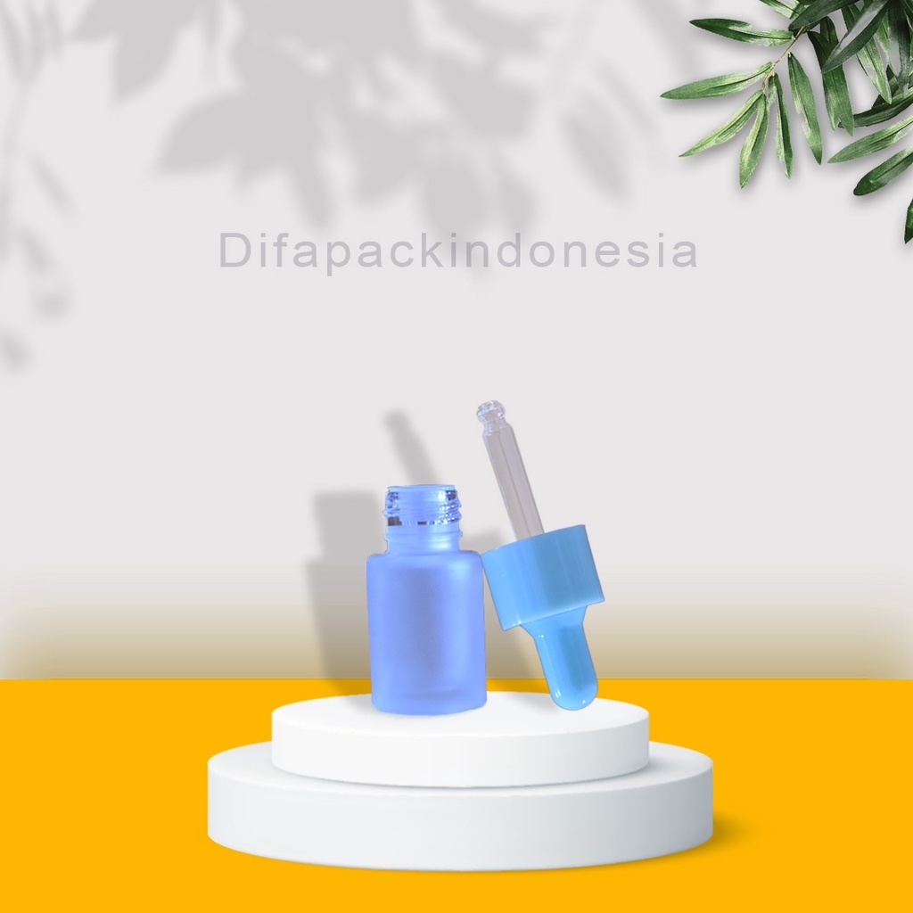 Botol pipet 15ml karet biru ring biru body frosted (PR)/botol serum 15ml