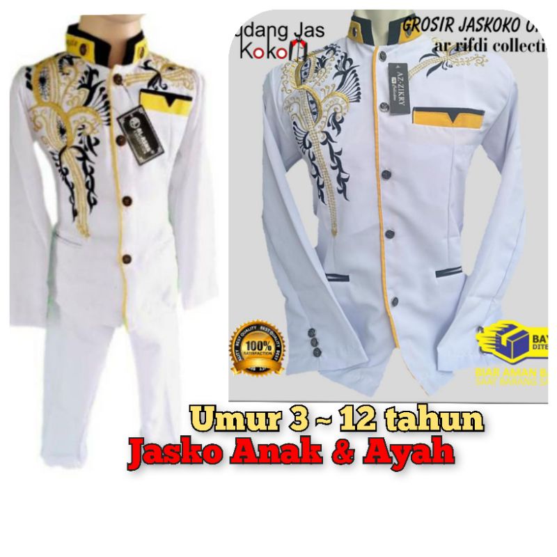 jasko couple ayah dan anak // jas koko dewasa atasan, anak setelan