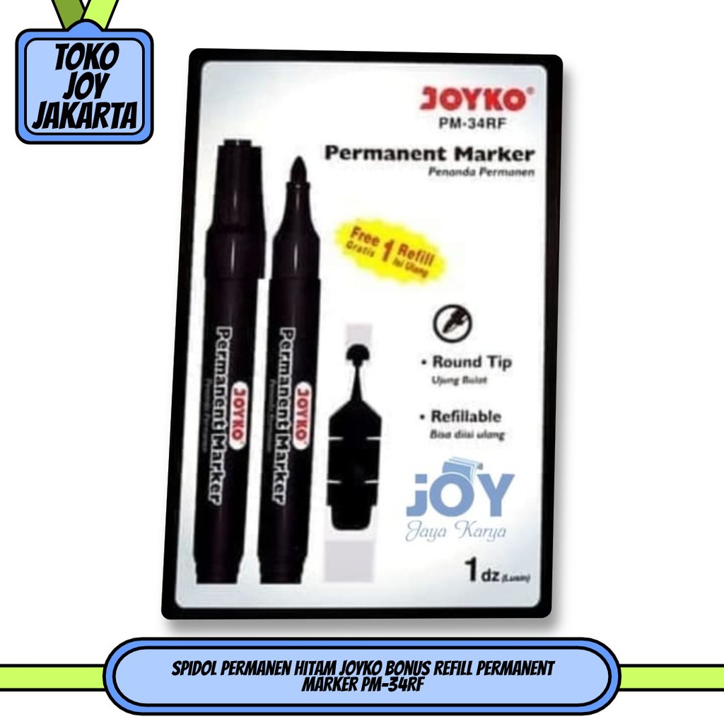 

Spidol Permanen Hitam JOYKO Bonus Refill Permanent Marker PM-34RF