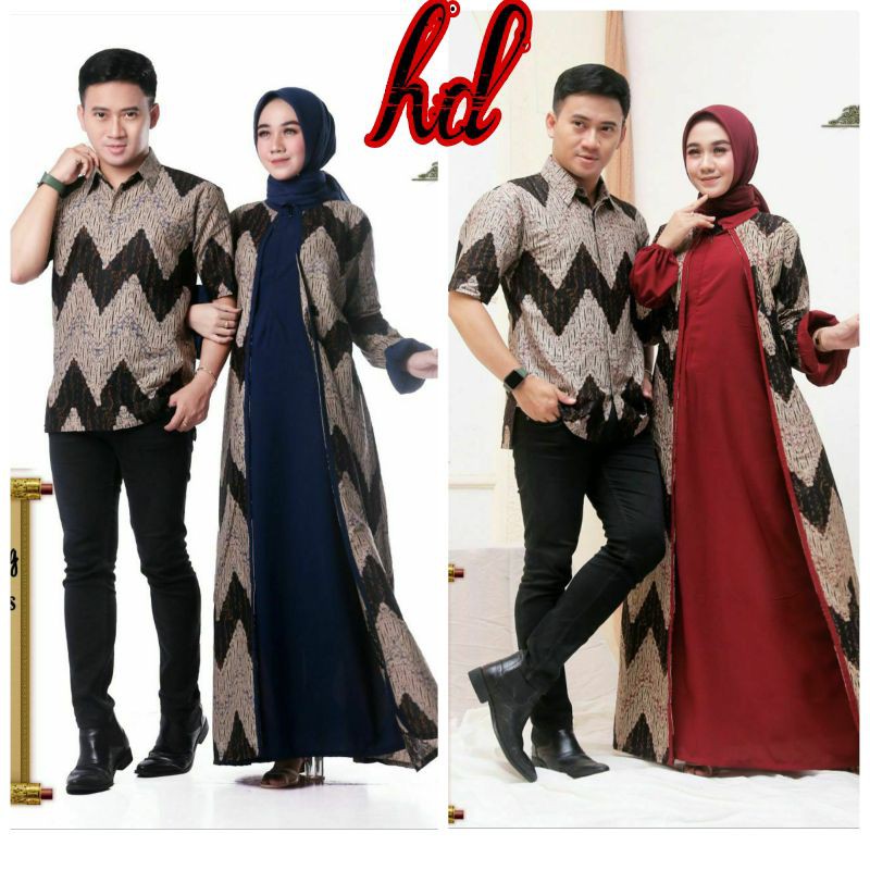 sarimbit batik couple gamis cardy zig zag termurah batik couple terbest seller bisa(COD)