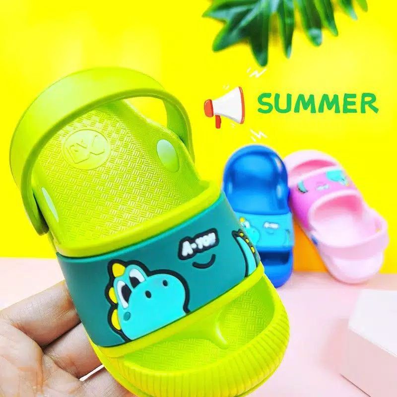 Medan Termurah KD048 Size 24-35 Sendal tali import anak dino full colour