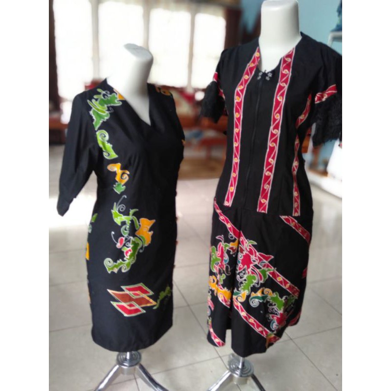 Dress Batik Tulis/ Benang Bintik Kalimantan Motif Dayak Handmade