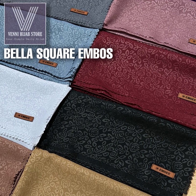 SEGIEMPAT HIJAB BELLA SQUARE MOTIF EMBOS