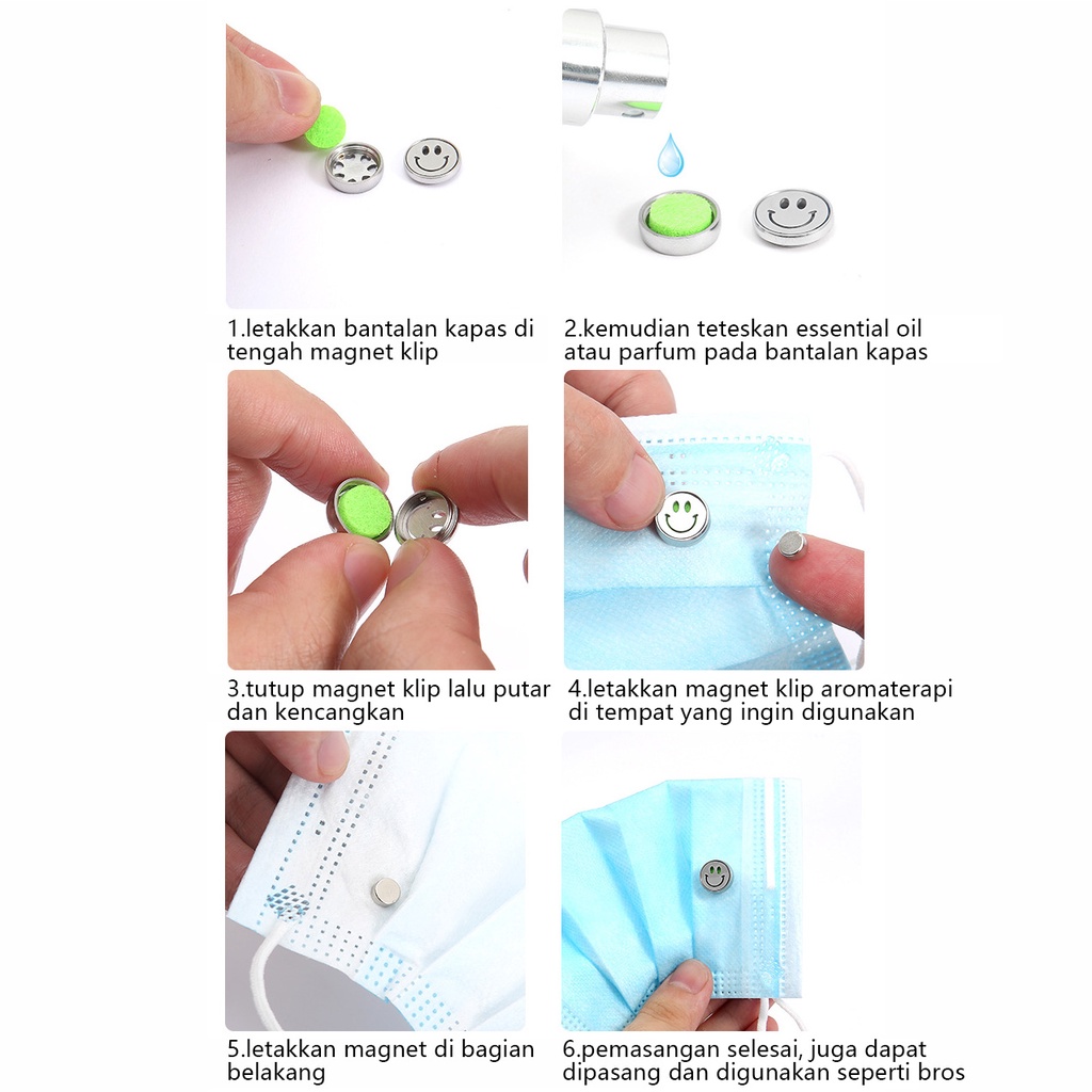 Mask Essential Oil Diffuser Magnet Clip untuk Masker Klip Magnet Diffuser Aromatherapy Masker Essential Oil