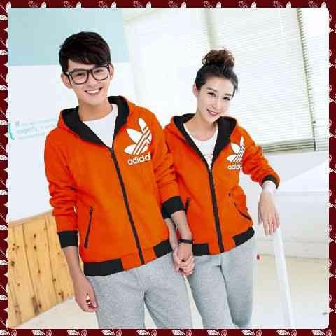BAJUKITA INDO Cp Jkt Adidas Orange LT jaket couple babyterry warna orange