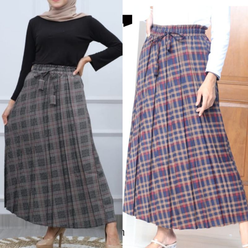 Rok Plisket Semi Wol / Rok Plisket Tartan Motif