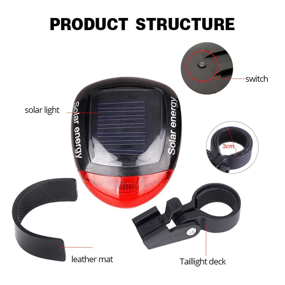 YGRETE - Solar Bicyle Taillight Warning Light / Lampu Rambu Sepeda - 909 - Black Elegan