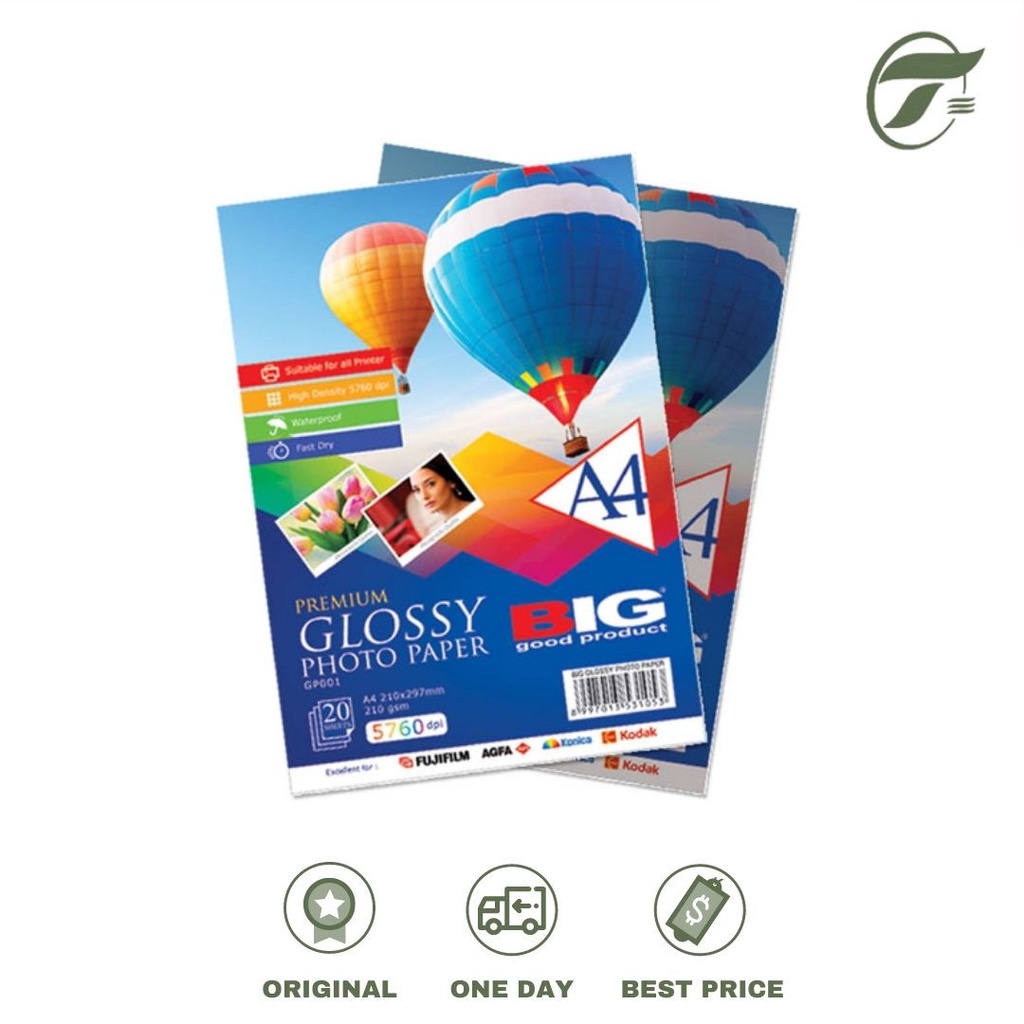

PHOTO PAPER PREMIUM GLOSSY A4 210GSM @20SHEETS BIG