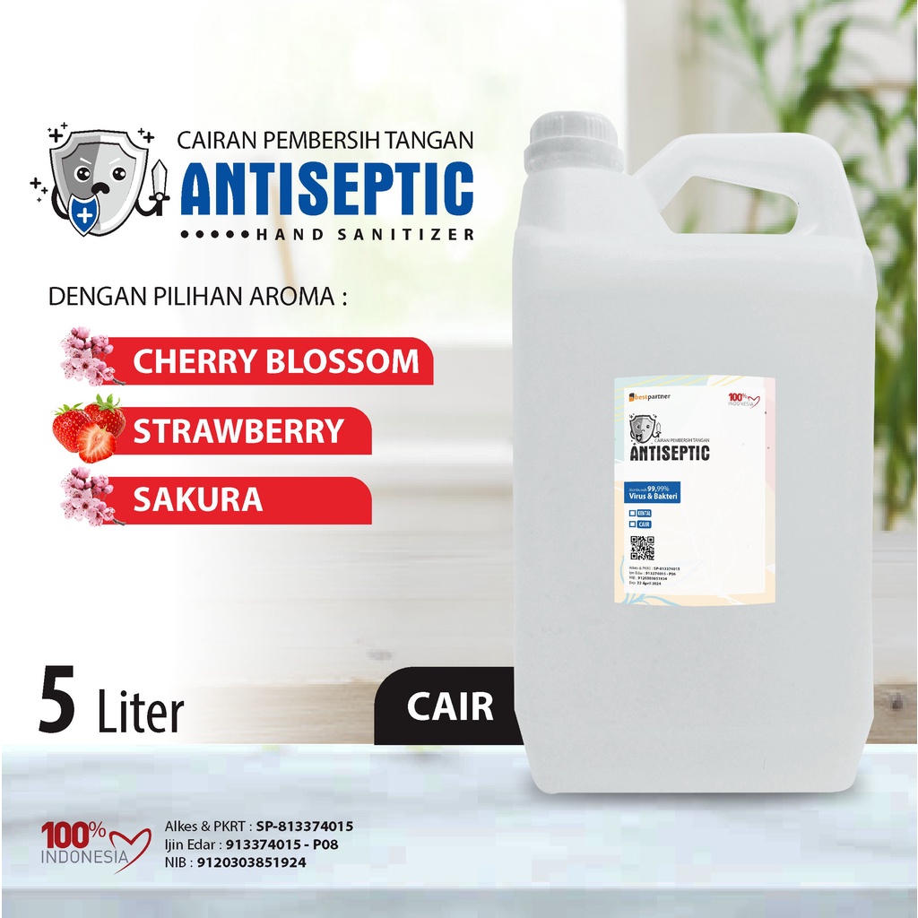 Hand Sanitizer  Antiseptic Cair Putihan  Macam Variasi Aroma Segar Kemasan 5 Liter Jerigen