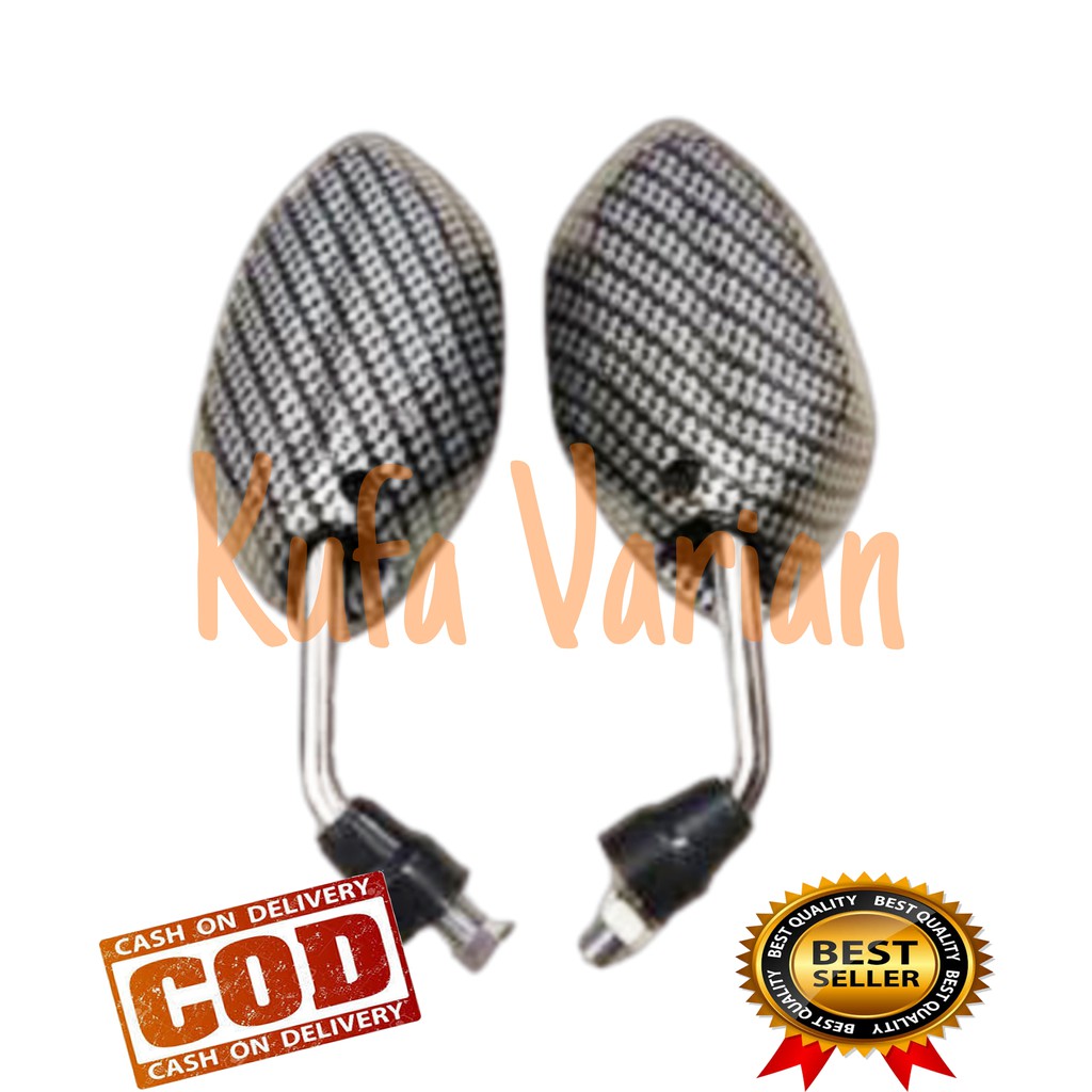 Jual kaca spion mini beat carbon tangkai chrome motor HONDA / YAMAHA